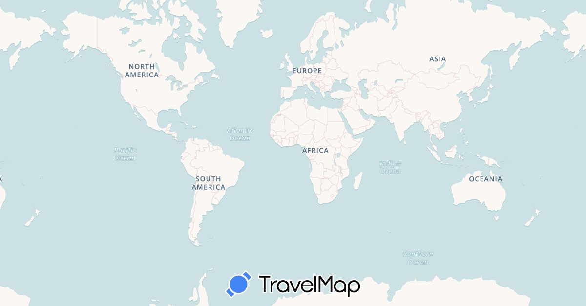 TravelMap itinerary: driving, train, boat in France, Italy (Europe)